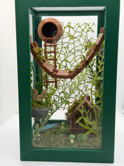 Enchanted Forest Cabin – Fully Decorated Jumping Spider Enclosure | Habitat