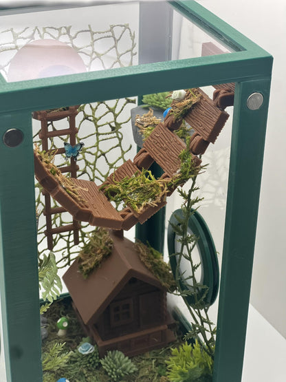 Enchanted Forest Cabin – Fully Decorated Jumping Spider Enclosure | Habitat