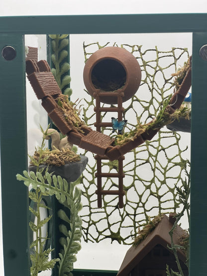 Enchanted Forest Cabin – Fully Decorated Jumping Spider Enclosure | Habitat