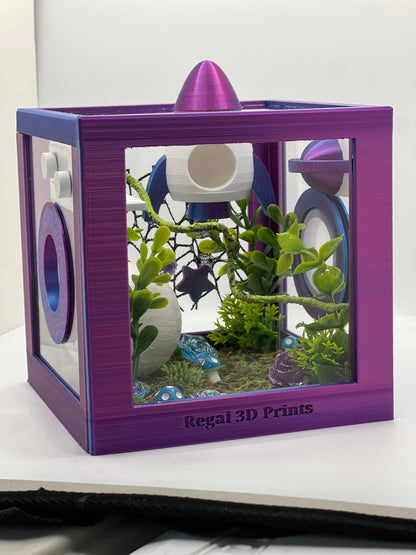 Cosmic Rocket Galaxy Decorated Jumping Spider Enclosure