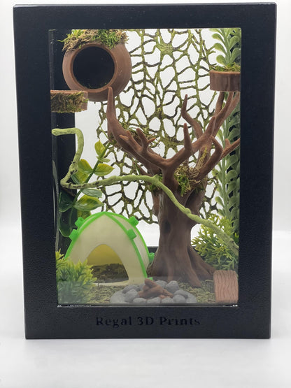 Forest Campout | Camping Decorated Jumping Spider Enclosure | Habitat