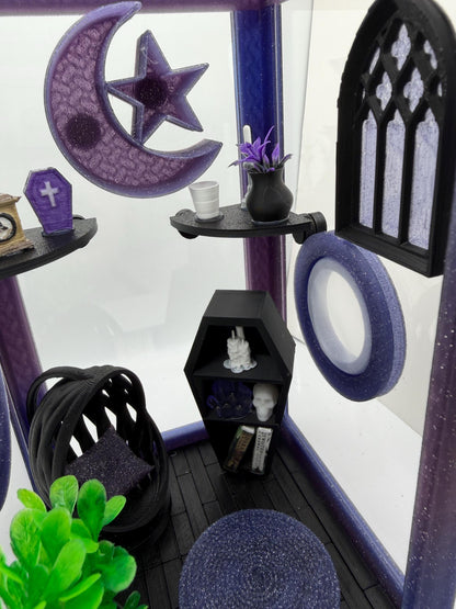 Gothic Moon & Star Celestial Decorated Jumping Spider Enclosure | Habitat