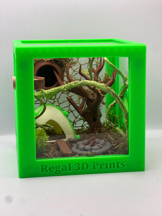 Forest Campout | Camping Decorated Jumping Spider Enclosure | Habitat