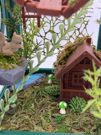 Enchanted Forest Cabin – Fully Decorated Jumping Spider Enclosure | Habitat