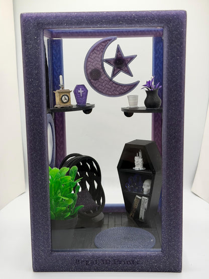 Gothic Moon & Star Celestial Decorated Jumping Spider Enclosure | Habitat