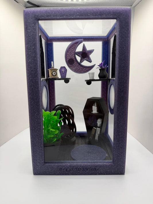 Gothic Moon & Star Celestial Decorated Jumping Spider Enclosure | Habitat