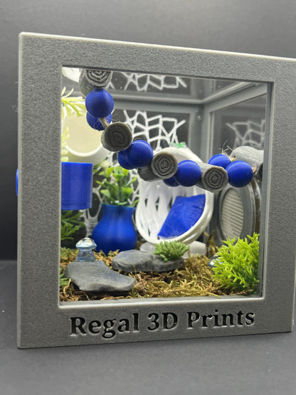 Blue Lounge Decorated Jumping Spider Enclosure | Habitat