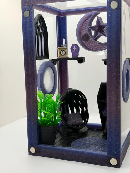 Gothic Moon & Star Celestial Decorated Jumping Spider Enclosure | Habitat