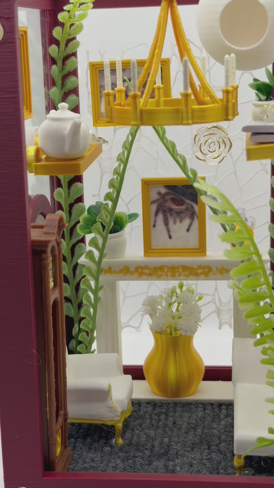 Victorian Parlor Themed Decorated Jumping Spider Enclosure | Habitat
